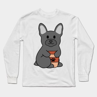 French Bulldog Coffee Black Long Sleeve T-Shirt